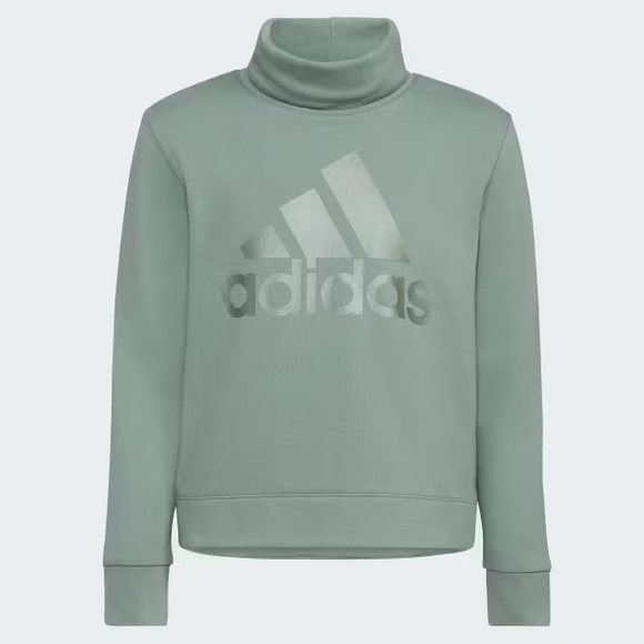 NWT Adidas Silver Green Girls’ Mock Neck Sweatshirt Size 14/Large - Picture 1 of 7